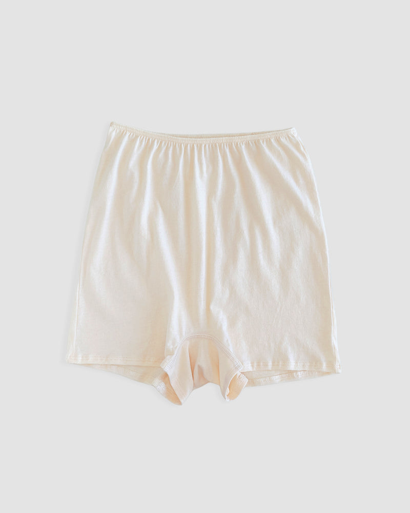 front of high sleep short in greige