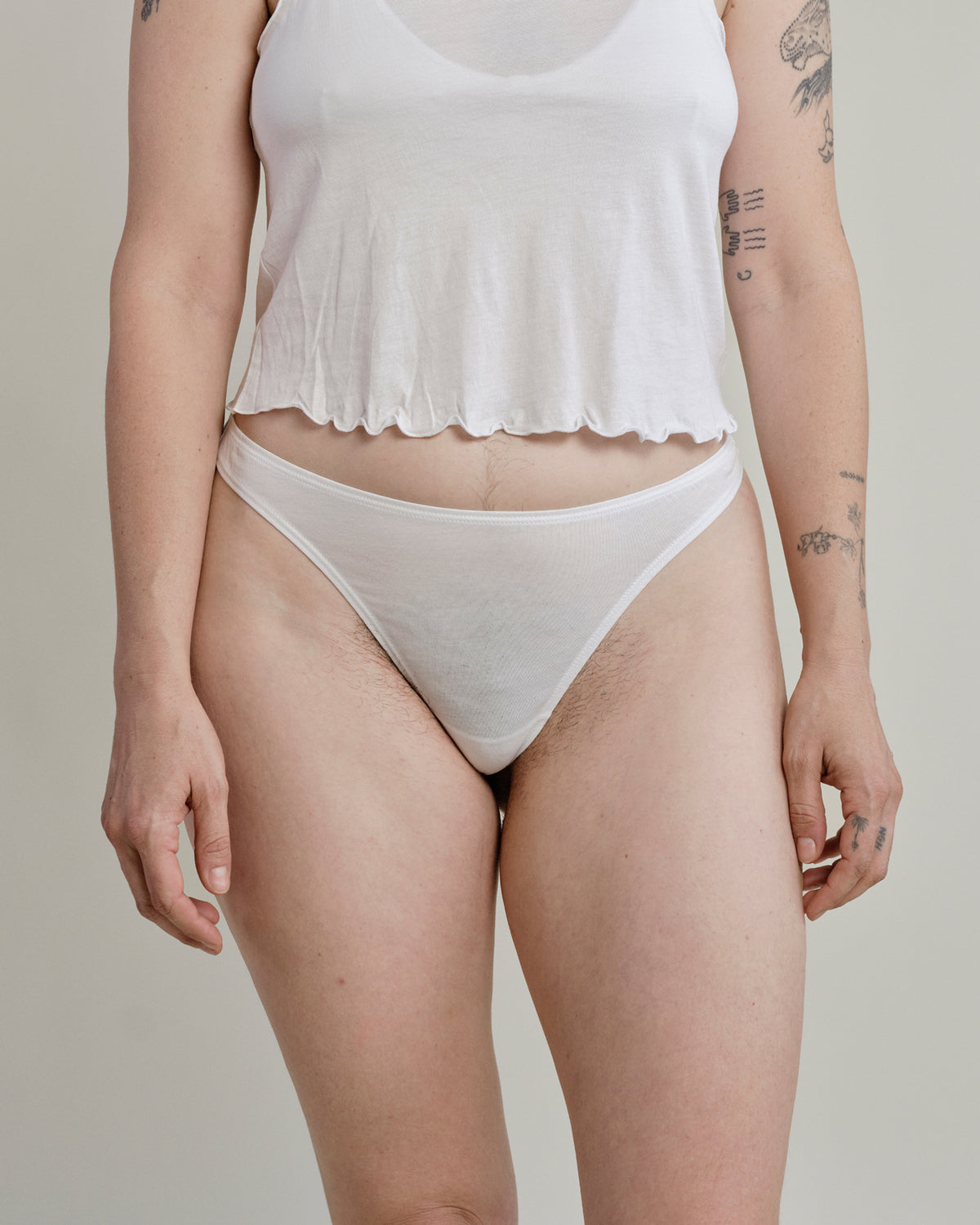 Cotton Thong - Chalk