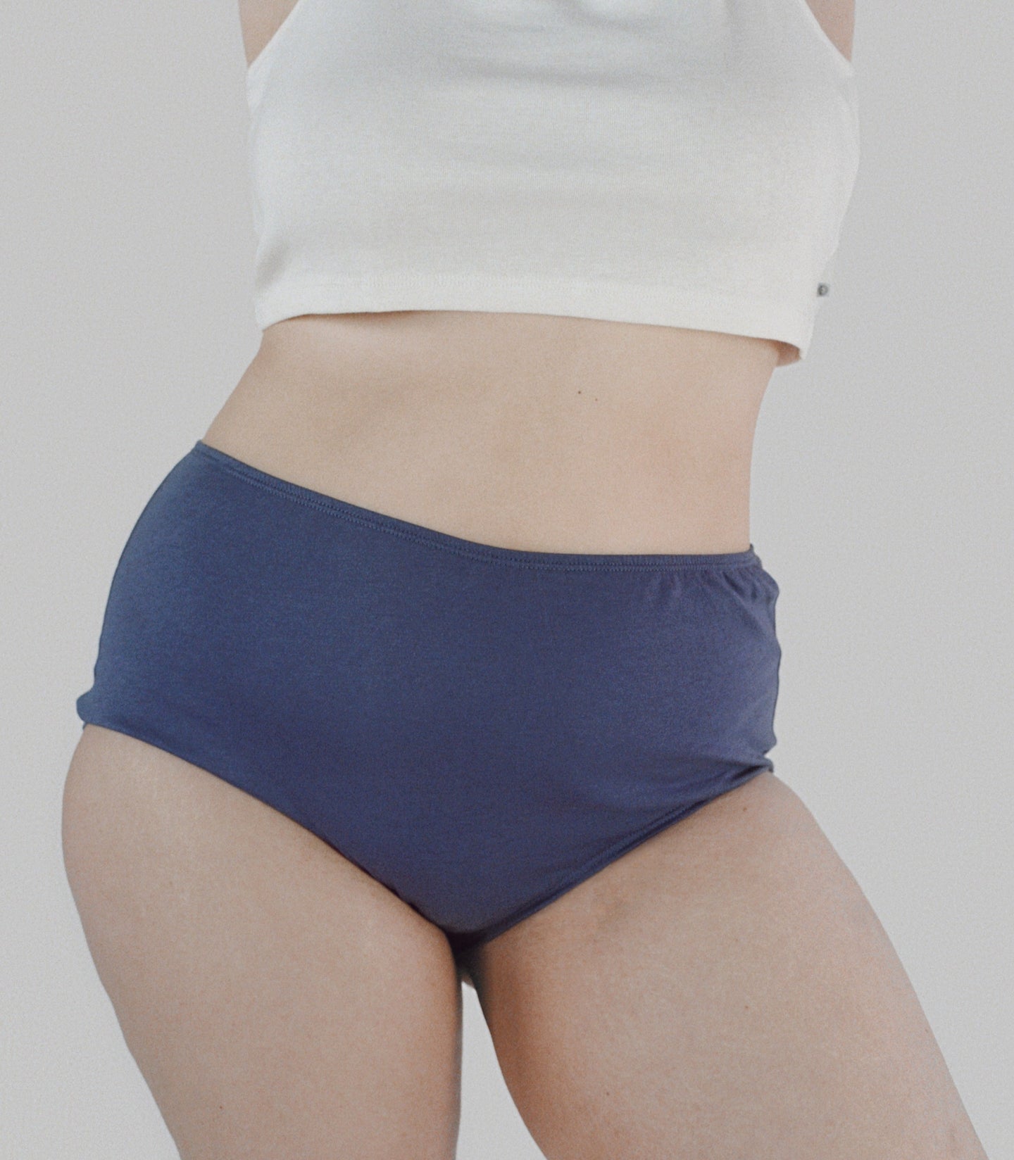 Navy Blue Women Plain Pure Cotton Panty, Mid, 12 Peices at best