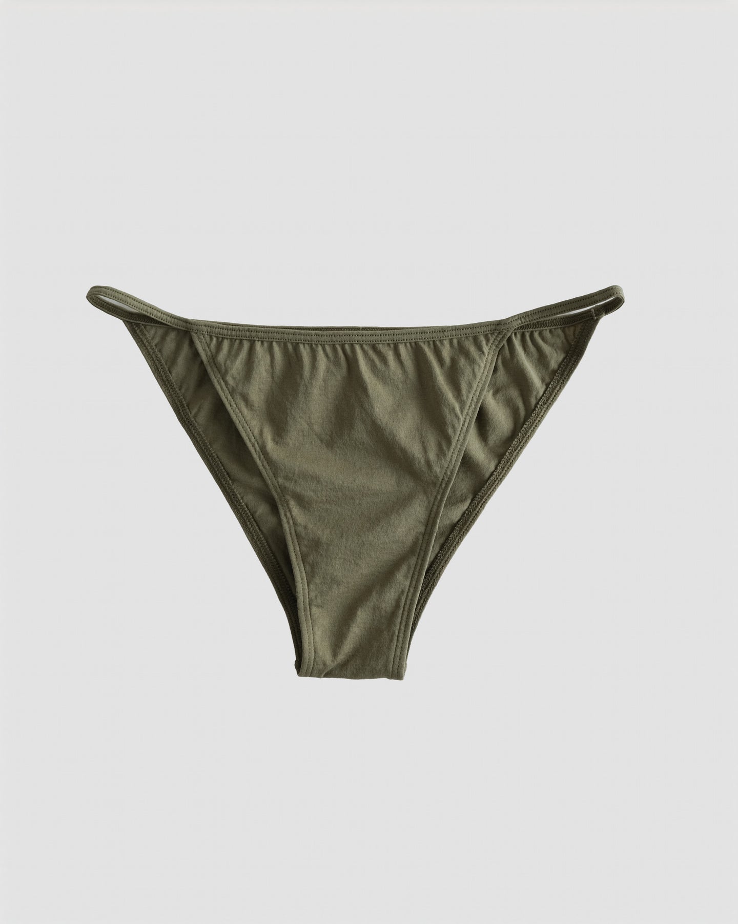 low rise string bikini in olive green