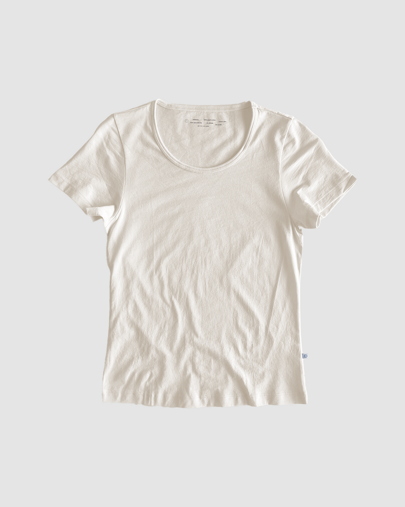 front of baby tee in greige